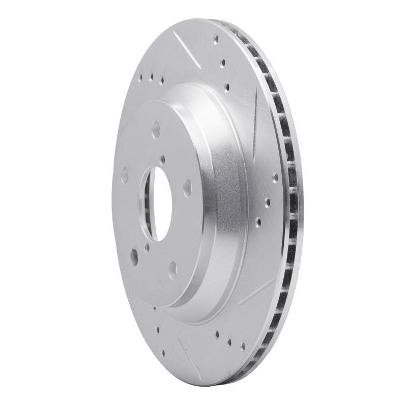 Subaru Crosstrek Brake Rotor (1) - Rear Right - R1 Concepts - Drilled & Slotted - Silver - `19-`25
